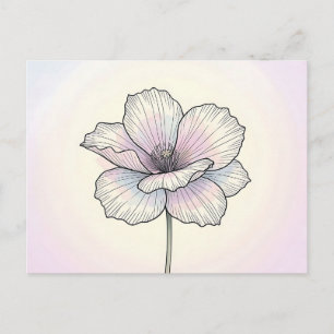 Carte Postale Fleur de pavot pastel délicate