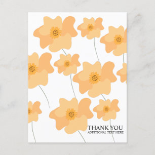 Carte Postale Fleur de pavot pêche dessinée à la main Merci 