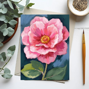 Carte Postale Fleur de pivoine rose floral aquarelle