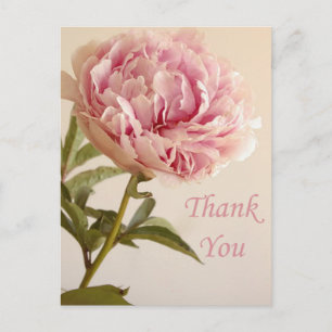 Carte Postale Fleur de pivoine rose Merci floral