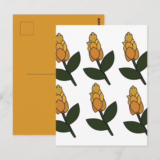 Carte Postale Fleur de plante de crevette dorée Floral (Devant / Derrière)