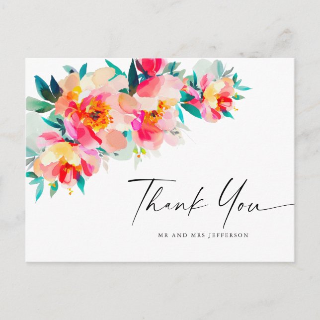 Carte Postale Fleur de pré à l'aquarelle Merci Boho (Devant)