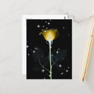 Carte Postale Fleur de rayons X scintillante - Jaune