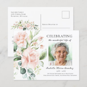 Carte Postale Fleur de rose rose Célébration de la vie Photo