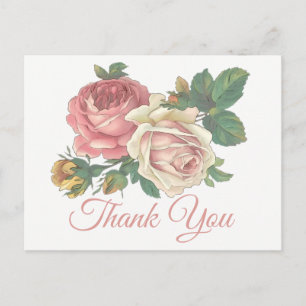 Carte Postale Fleur de rose rose florale vintage mariage fête