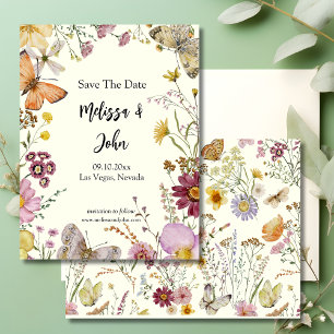 Carte Postale Fleur de Sauvage Bohème Faire-Part de Mariage