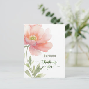 Carte Postale Fleur de soutien personnalisée pour dire Je pense