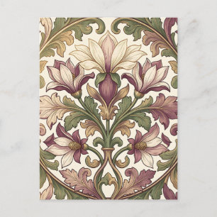 Carte Postale Fleur de style victorien ornée de couleur pourpre 