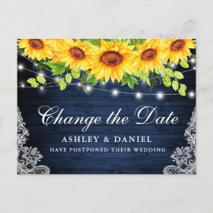 Carte Postale Fleur de tournesol Bleu Bois Changer La Date