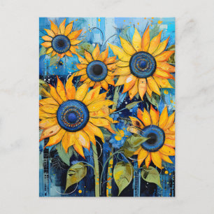 Carte Postale Fleur de tournesol Fleur sauvage Conception de méd