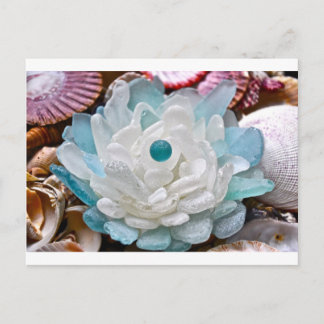 Carte Postale Fleur de verre de mer blanc