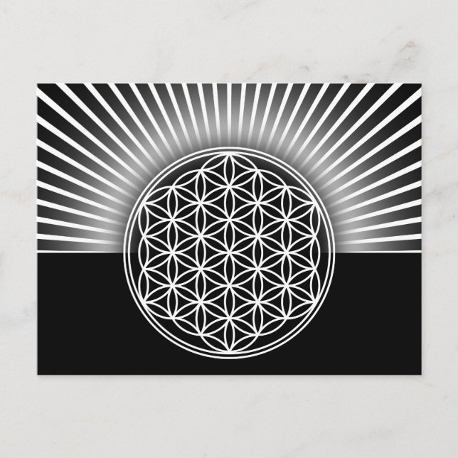 Carte Postale Fleur de vie / Blume des Lebens - blanc plat (Devant)