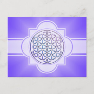 Carte Postale Fleur de vie / Blume des Lebens - timbre violet