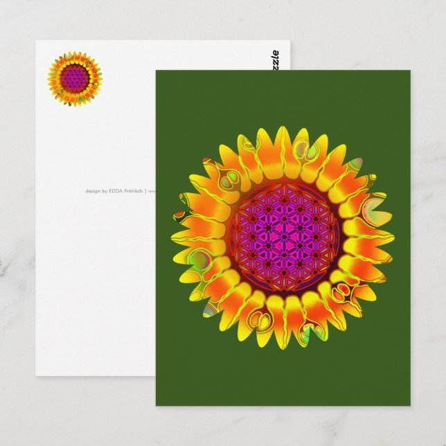 Carte Postale Fleur De Vie - Fleur Géométrique 4 (Devant / Derrière)