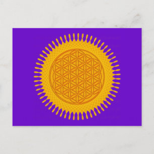 Carte Postale Fleur de vie - jaune ensoleillé