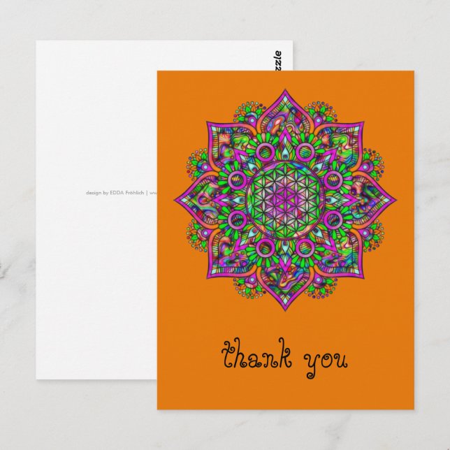 Carte Postale Fleur de Vie - Mandala Indien 1 (Devant / Derrière)