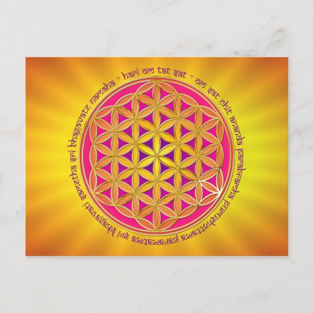 Carte Postale Fleur De Vie / Mantra Moola (Devant)