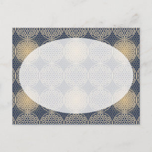 Carte Postale Fleur de vie - motif de timbre - sable bleu