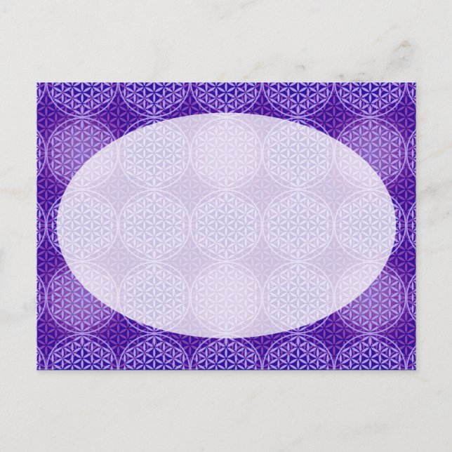 Carte Postale Fleur de vie - motif de timbre - violet (Devant)