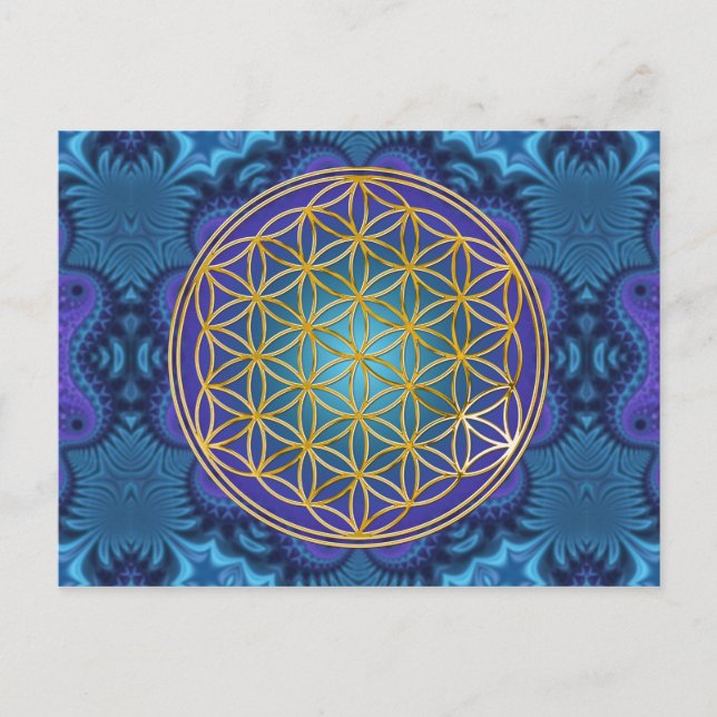 Carte Postale Fleur de vie - or - fractale 1 (Devant)