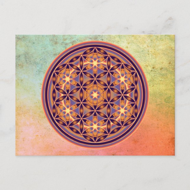 Carte Postale Fleur De Vie - Style Bouton 02 (Devant)