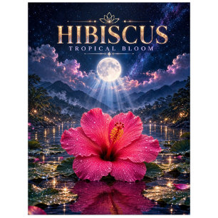 Carte Postale Fleur d'Hibiscus, Art Réalisme Cinématique