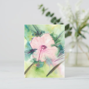 Carte Postale Fleur d'Hibiscus Bélizien à l'aquarelle peinte à l