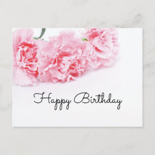 Carte Postale Fleur d'oeillet rose Joyeux anniversaire
