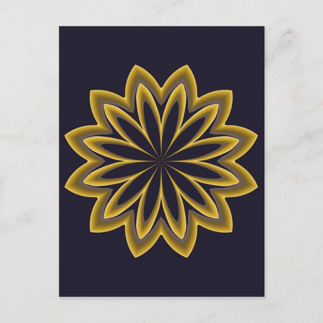 Carte Postale Fleur d'or Abstraite (Devant)