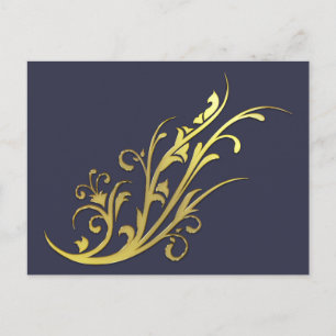 Carte Postale Fleur d'or fausse de luxe abstrait