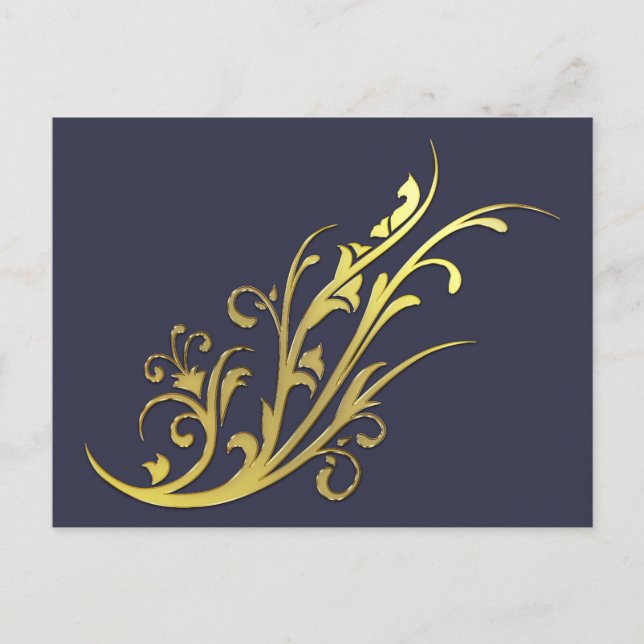 Carte Postale Fleur d'or fausse de luxe abstrait (Devant)
