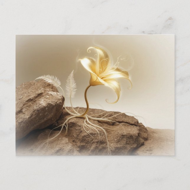 Carte Postale Fleur d'or sur une pierre (Devant)