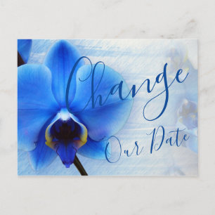 Carte Postale Fleur d'orchidée bleue à l'aquarelle moderne