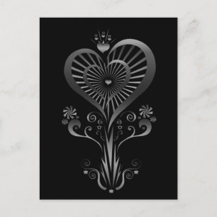 Carte Postale Fleur du coeur - Argent