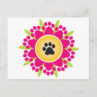 Carte Postale Fleur Empreinte de patte