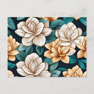 Carte Postale Fleur et feuilles de gardenia chic