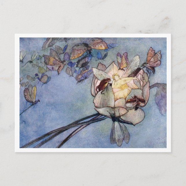 Carte Postale Fleur et papillons de Warwick Goble Post (Devant)