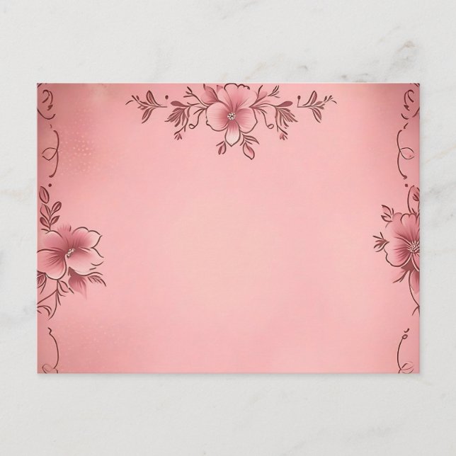 Carte Postale Fleur fanée sur fond rose (Devant)