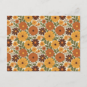 Carte Postale fleur/fleurs de style vintage 70