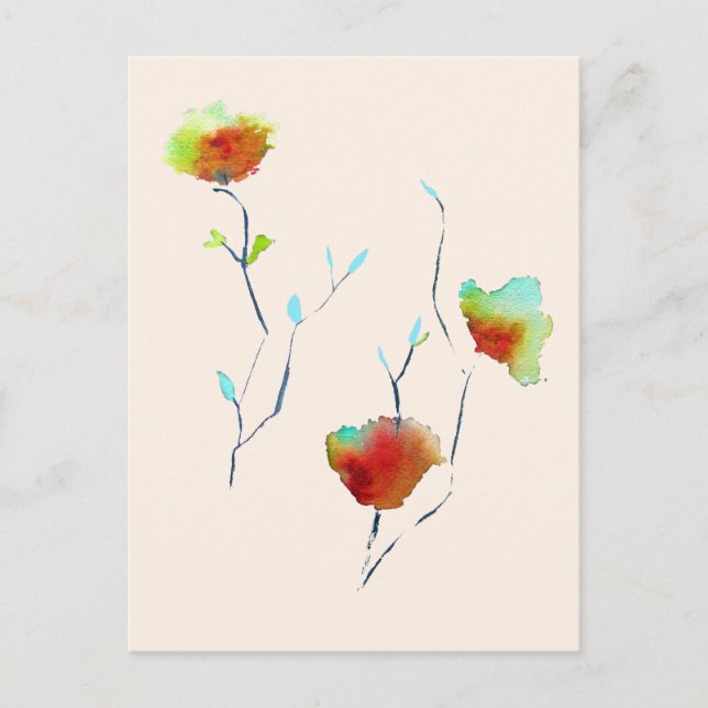 Carte Postale Fleur florale simple moderne Art d'automne (Devant)