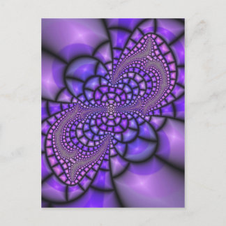 Carte Postale Fleur fractale en mosaïque violette