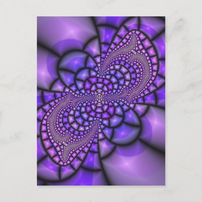Carte Postale Fleur fractale en mosaïque violette (Devant)