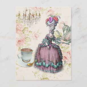 Carte Postale Fleur française Paris Tea Party Marie Antoinette