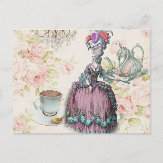 Carte Postale Fleur française Paris Tea Party Marie Antoinette (Devant)