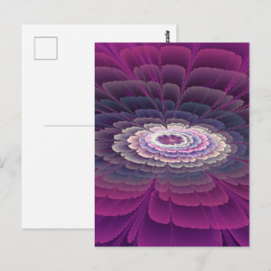 Carte Postale Fleur frappante abstraite fractale colorée rose