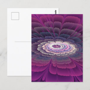 Carte Postale Fleur frappante abstraite fractale de couleur rose