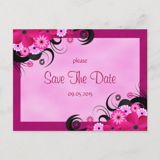 Carte Postale Fleur Fuchsia Lumière Enregistrer La Date Annonce