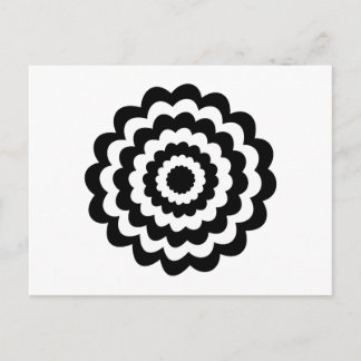 Carte Postale Fleur funky en noir et blanc.