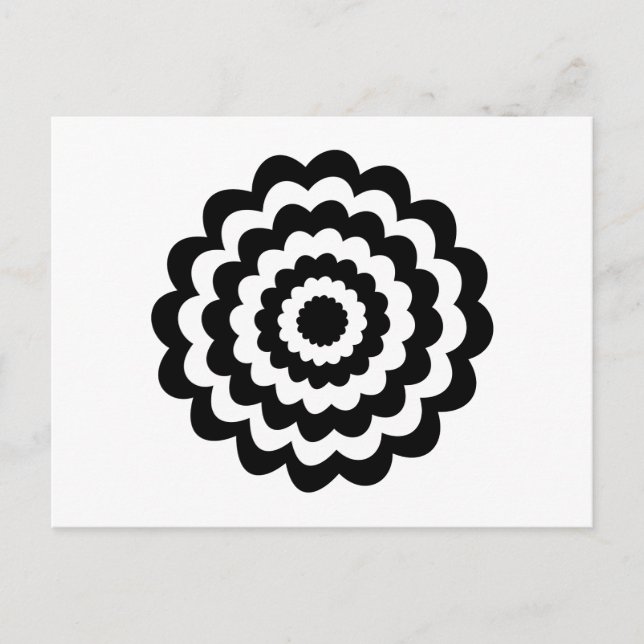 Carte Postale Fleur funky en noir et blanc. (Devant)
