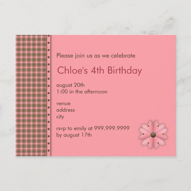 Carte Postale Fleur ・ Invitation d'anniversaire (Devant)
